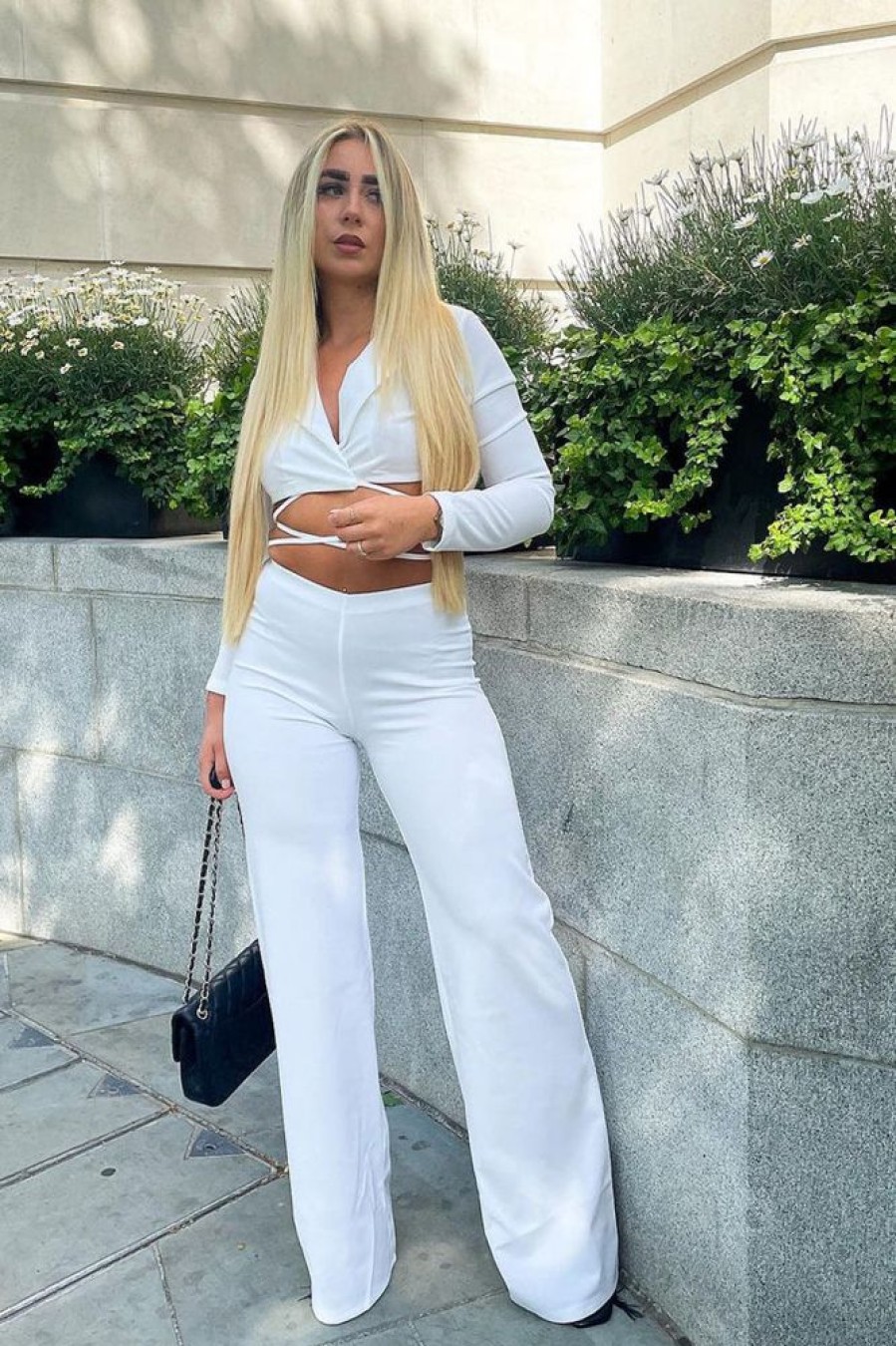 Clothing Rebellious Fashion | White High Waist Straight Leg Trousers - Lia