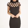 Clothing Rebellious Fashion | Black Cage High Neck Bodycon Dress - Kade