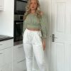 Clothing Rebellious Fashion | Sage Elasticated Bardot Crop Top - Amelia