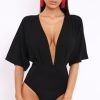 Clothing Rebellious Fashion | Black Plunge Bodysuit - Florence