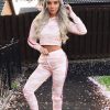 Clothing Rebellious Fashion | Pink Camotracksuit With Red And White Side Stripes - Kady