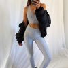 Clothing Rebellious Fashion | Grey Woven Ribbed Leggings And Crop Top Co-Ord - Henli