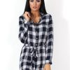 Clothing Rebellious Fashion | Darla Navy And White Checked Shirt Dress