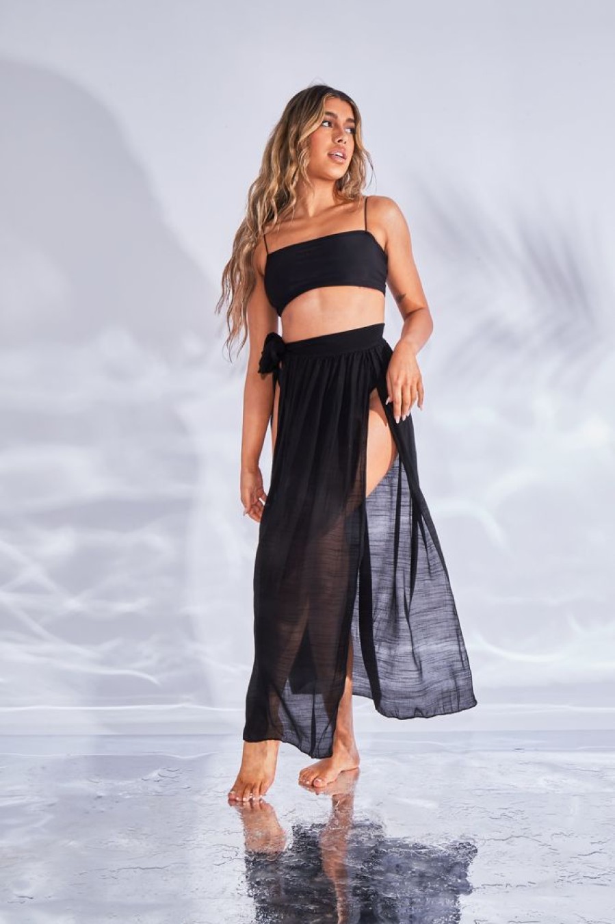 Clothing Rebellious Fashion | Black Chiffon Cover Up Skirt - Reese