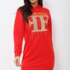 Clothing Rebellious Fashion | Red Femme Fatal Hooded Dress - Ivanna