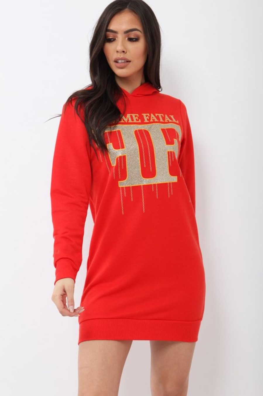 Clothing Rebellious Fashion | Red Femme Fatal Hooded Dress - Ivanna