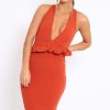 Clothing Rebellious Fashion | Rust Racer Back Frill Midi Dress - Camilla