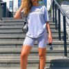 Clothing Rebellious Fashion | Grey Gold Beverly Hills T-Shirt Cycling Shorts Co-Ord - Laura