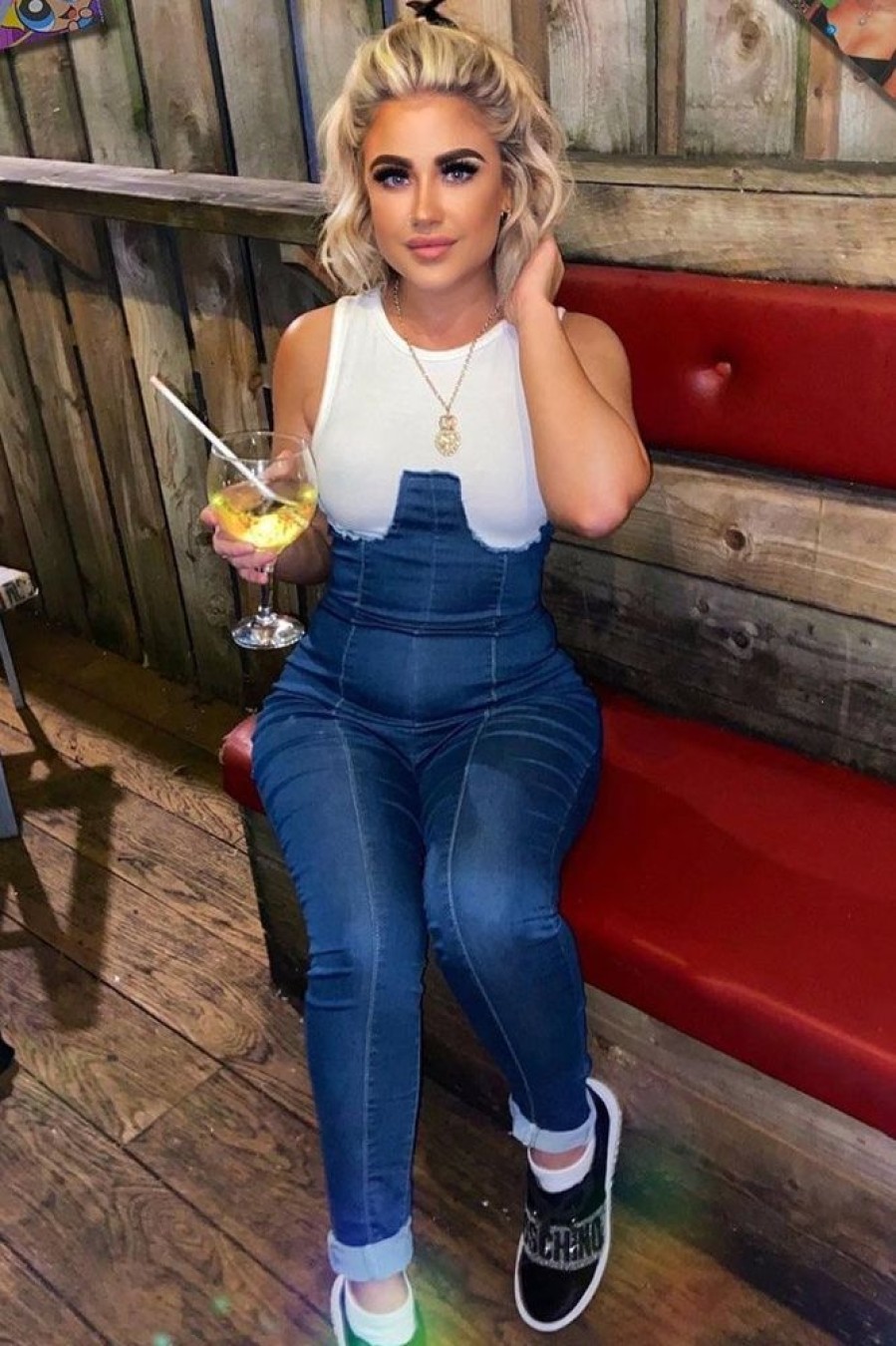 Clothing Rebellious Fashion | Mid Blue Sleeveless Denim Jumpsuit - Lowri