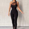 Clothing Rebellious Fashion | Black Polka Mesh Corset One Shoulder Bodysuit - Carrie