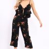 Clothing Rebellious Fashion | Black Floral Bralet And Cropped Pants Co-Ord - Faria