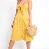 Clothing Rebellious Fashion | Mustard Tie Front Midi Dress - Onida