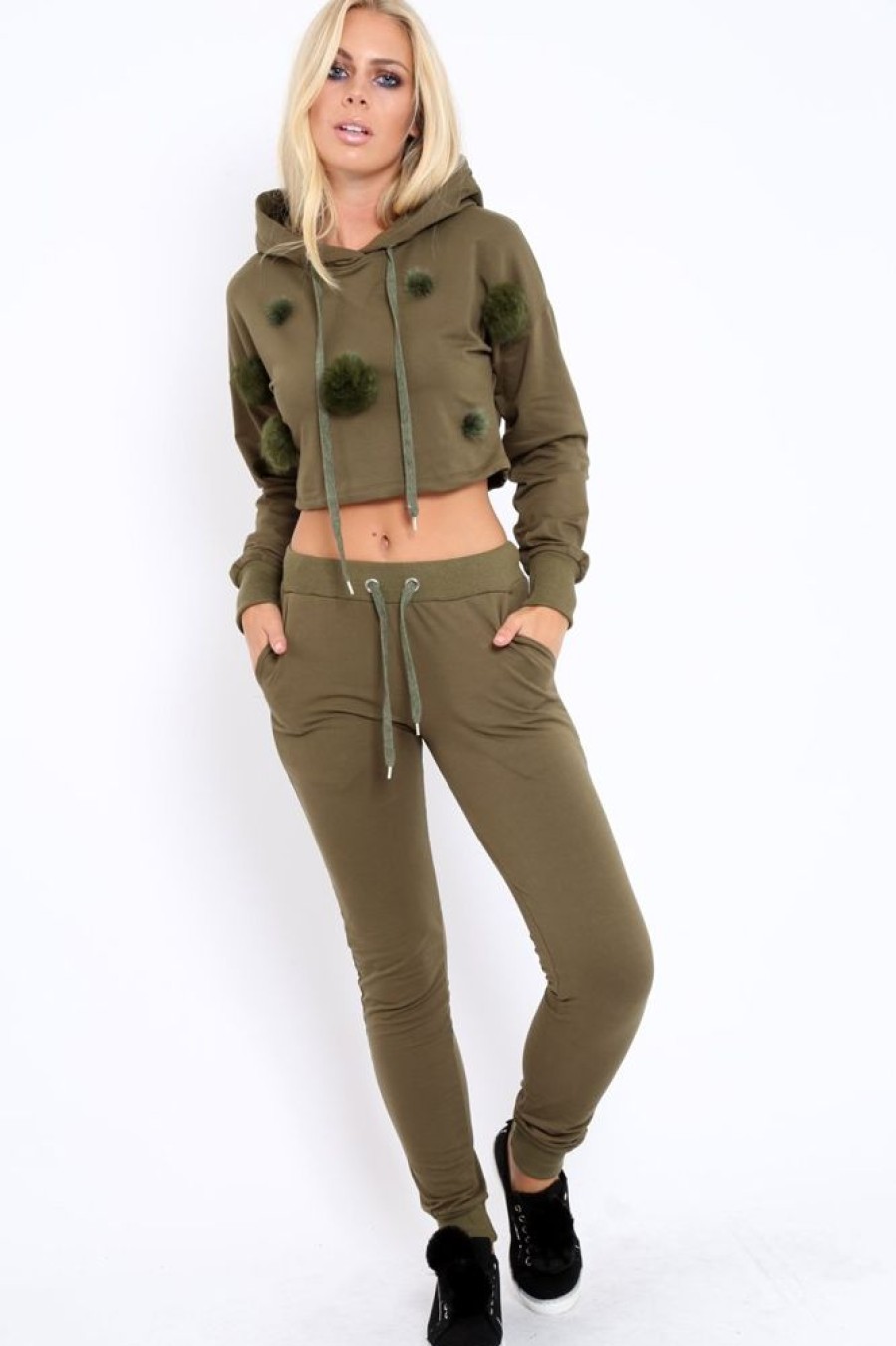 Clothing Rebellious Fashion | Khaki Pom Pom Loungewear Set - Sacha