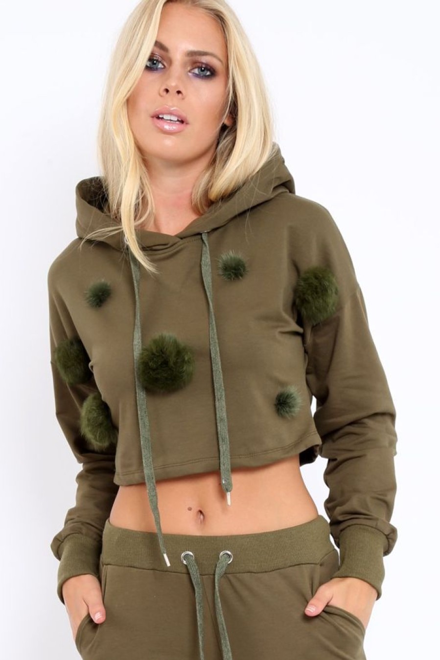 Clothing Rebellious Fashion | Khaki Pom Pom Loungewear Set - Sacha