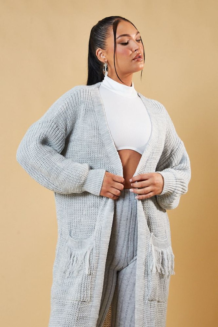 Clothing Rebellious Fashion | Grey Edge To Edge Longline Cardigan - Doris