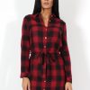 Clothing Rebellious Fashion | Darla Red And Black Checked Shirt Dress