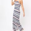 Clothing Rebellious Fashion | Navy & Grey Striped Maxi Dress - Kiah