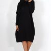 Clothing Rebellious Fashion | Charley Black Cowl Neck Oversized Jumper Dress