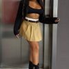 Clothing Rebellious Fashion | Camel Tailored Belted Mini Skirt - Mabel