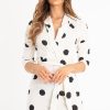 Clothing Rebellious Fashion | White Black Polka Dot Wrap Front Midi Dress - Daisy