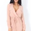 Clothing Rebellious Fashion | Rose Curved Hem Elasticated Waist Wrap Dress- Cadie