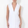 Clothing Rebellious Fashion | White Double Breasted Sleeveless Dress -Meg