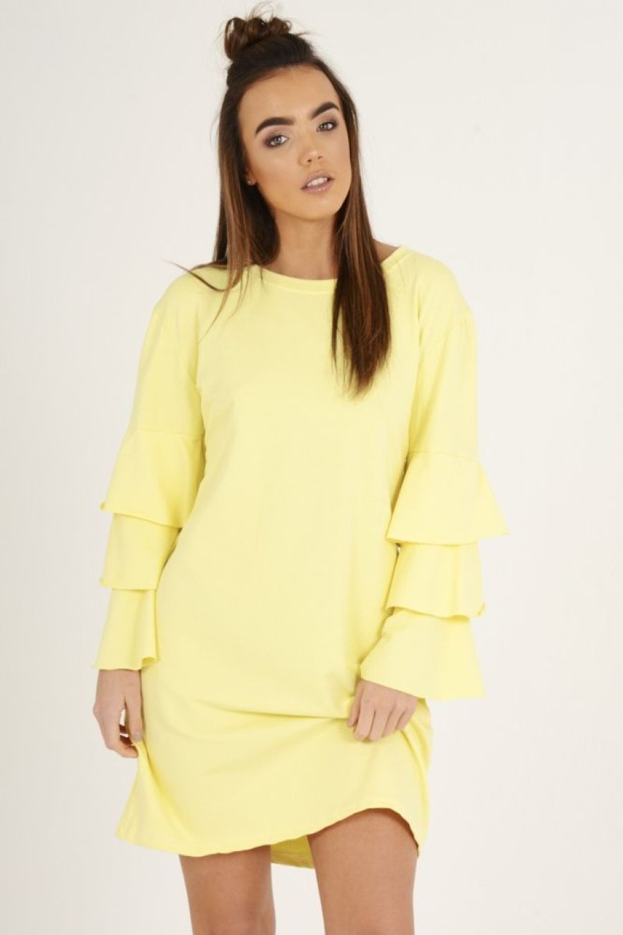 Clothing Rebellious Fashion | Yellow Frilled Sleeve Swing Dress - Aaria