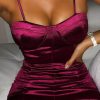 Clothing Rebellious Fashion | Wine Satin Cup Detail Bodycon Mini Dress - Addison