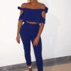 Clothing Rebellious Fashion | Royal Blue Trousers And Crop Top Co-Ord - Daizy