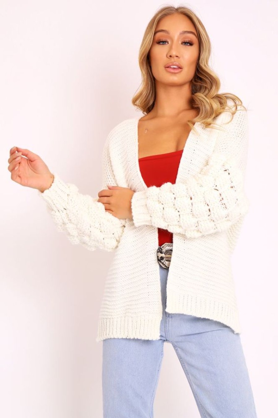 Clothing Rebellious Fashion | White Chunky Knit Oversized Cardigan - Eaden