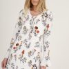 Clothing Rebellious Fashion | White Floral Flared Sleeve Dress - Aisha