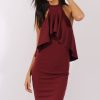 Clothing Rebellious Fashion | Wine Frill Choker Midi Dress - Angela