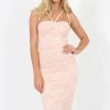 Clothing Rebellious Fashion | Blush Lace Harness Midi Dress - Elspeth