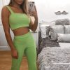 Clothing Rebellious Fashion | Neon Green Crop Top And Trousers Co-Ord Set - Kimmy