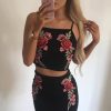 Clothing Rebellious Fashion | Black Floral Embroidered Co-Ord - Stacey