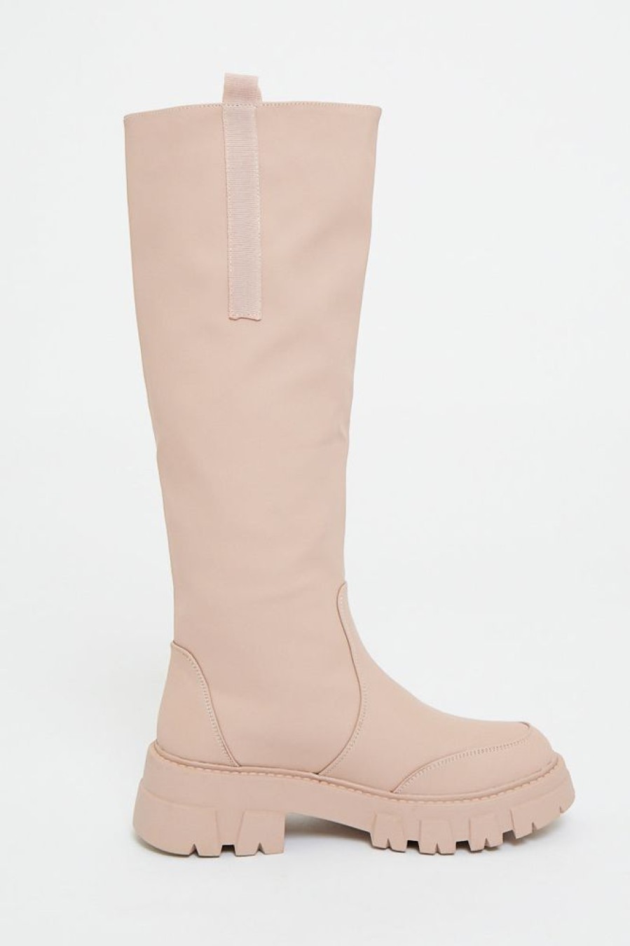 Shoes Rebellious Fashion | Beige Chunky Sole Wellington Boots - Makhi