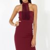 Clothing Rebellious Fashion | Aubergine Choker Bandeau Mesh Dress - Alva