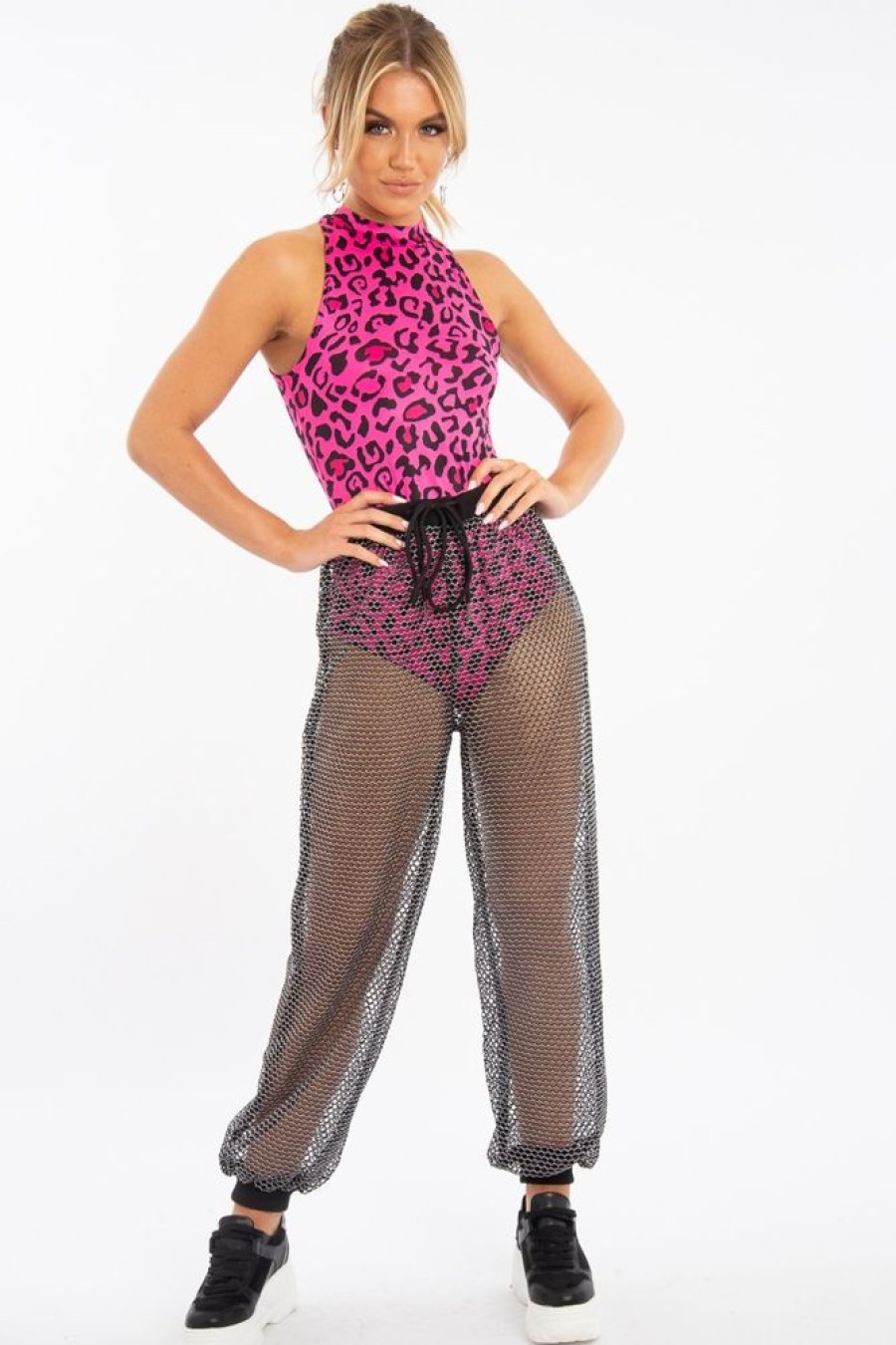 Clothing Rebellious Fashion | Black Sparkle Fishnet Trousers - Nylia