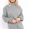 Clothing Rebellious Fashion | Grey Knitted Ruffle Jumper Dress With Elasticated Hems - Velma