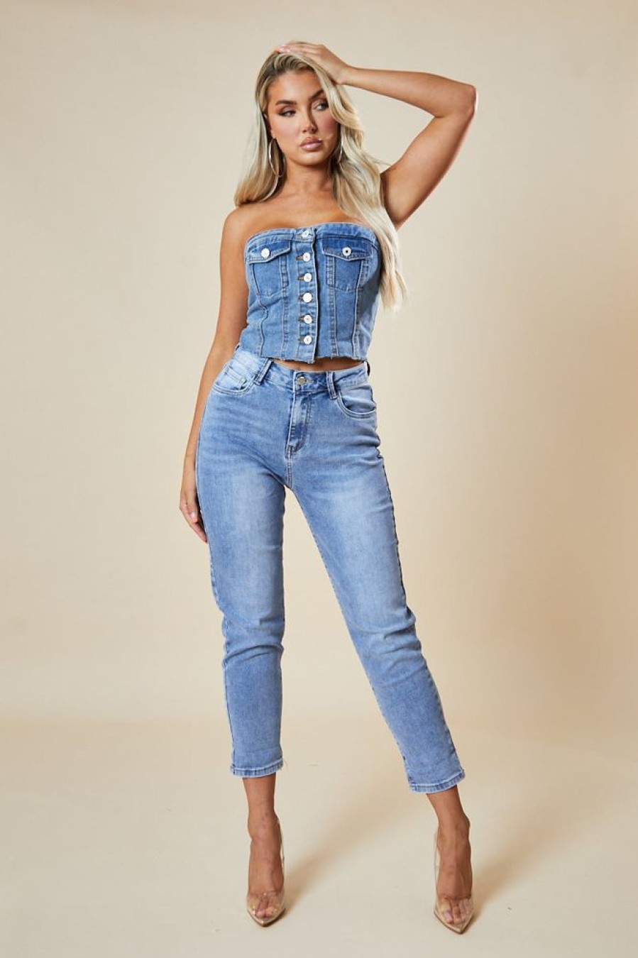 Clothing Rebellious Fashion | Mid Blue High Waist Mom Jeans - Alma