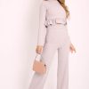 Clothing Rebellious Fashion | Grey Ribbed Frill Hem Top And Wide Leg Trouser Co-Ord - Blayke