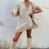 Clothing Rebellious Fashion | Beige Houndstooth Knit Vest - Hazel