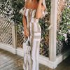 Clothing Rebellious Fashion | Camel White Stripe Button Detail Woven Maxi - Grier