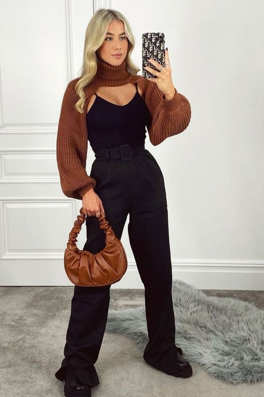 Clothing Rebellious Fashion | Black Belted Waist Wide Leg Trouser - Kaena