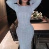 Clothing Rebellious Fashion | Grey Tie Waist High Neck Midi Jumper Dress - Ennie