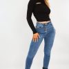 Clothing Rebellious Fashion | Blue Button Fly Skinny Jeans - Ellah