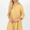 Clothing Rebellious Fashion | Mustard Button Front Shirt Dress - Mina