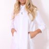 Clothing Rebellious Fashion | Mina White Button Front Shirt Dress