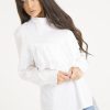 Clothing Rebellious Fashion | White Frill Detail Oversized Shirt - Lydia