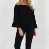 Clothing Rebellious Fashion | Black Off The Shoulder Co-Ord - Lydia